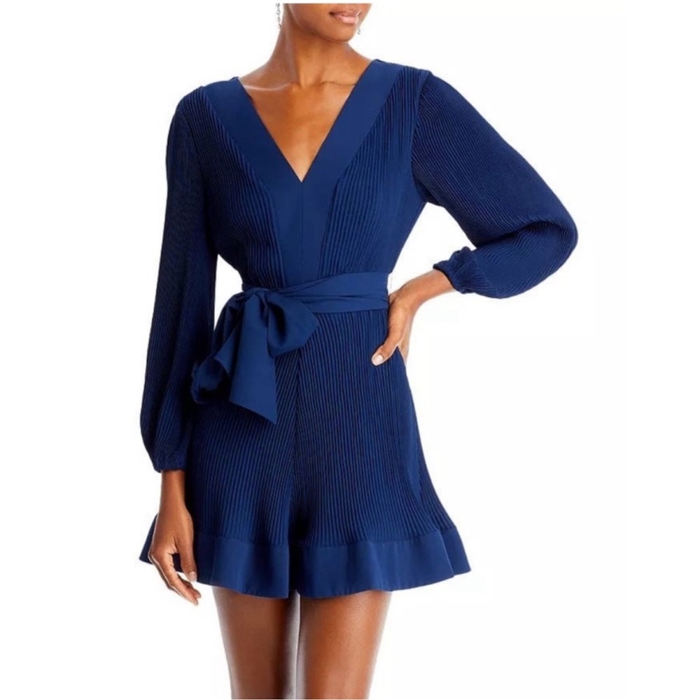 NWT Milly Liv Pleated NAVY Deep Blue Long Sleeve Dress SIZE 12